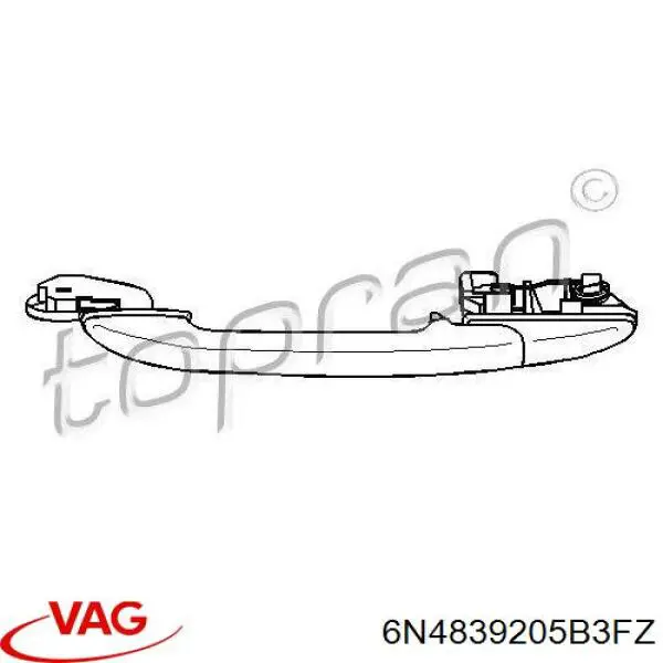 6N4839205B3FZ VAG Klamka drzwi tylnych zewnętrzna