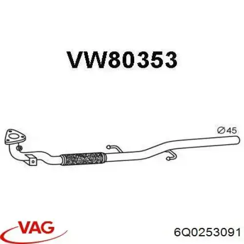 Do koszyka 6Q0253091 VAG Tłumik, przednia część