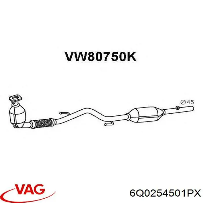 Konwerter-katalizator VAG 6Q0254501PX cena, od 387,11 USD