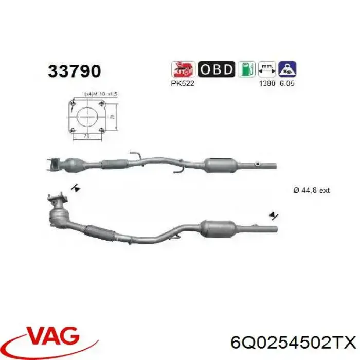 6Q0254502TX VAG Konwerter-katalizator
