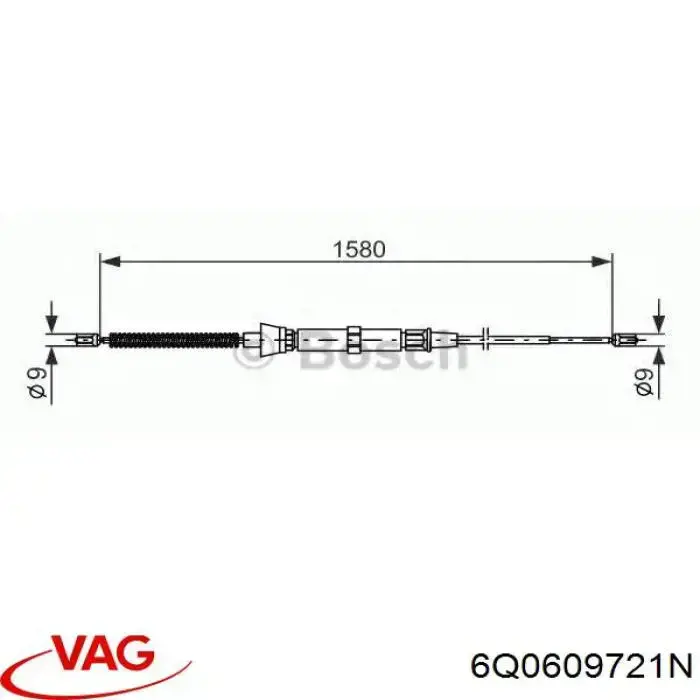 Linka hamulca ręcznego tylna prawa/lewa VAG 6Q0609721N cena, od 15,01 USD