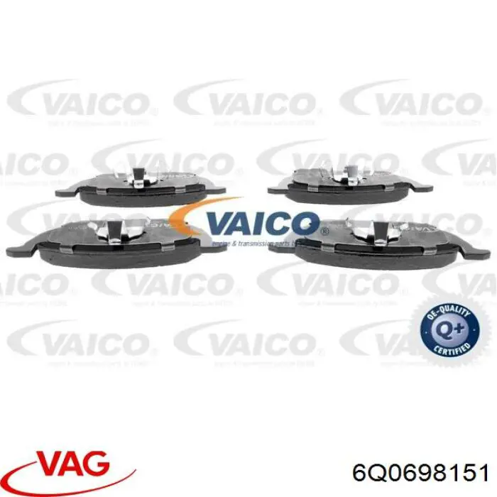 Klocki hamulcowe przednie tarczowe 6Q0698151 VAG
