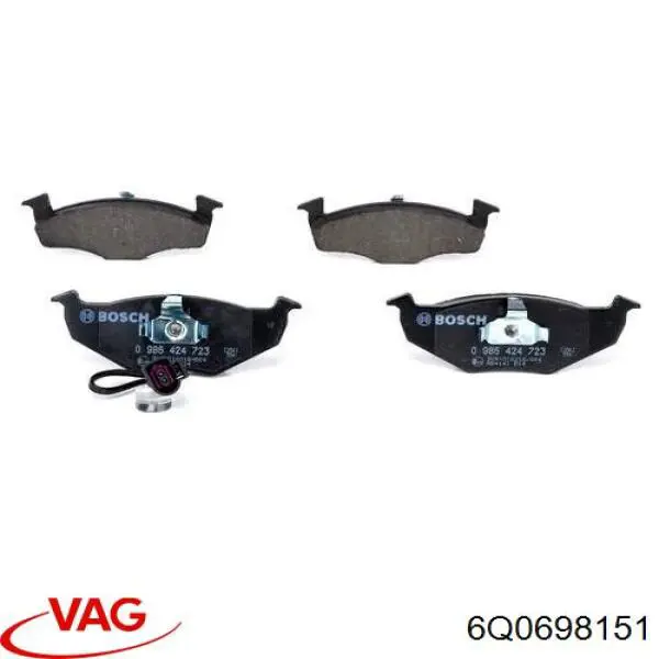 6Q0698151 VAG Klocki hamulcowe przednie tarczowe