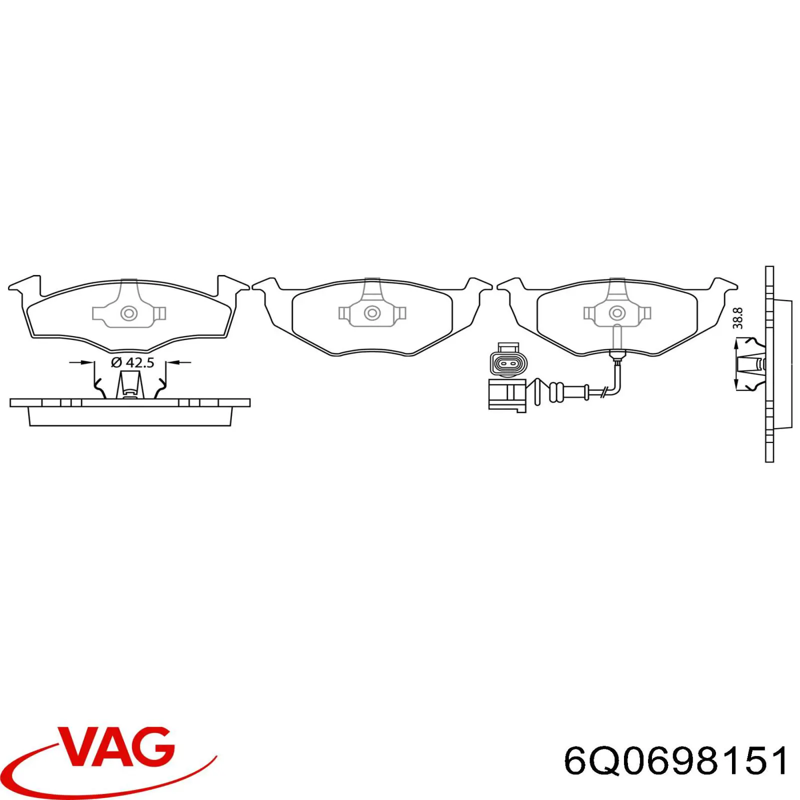Do koszyka 6Q0698151 VAG Klocki hamulcowe przednie tarczowe