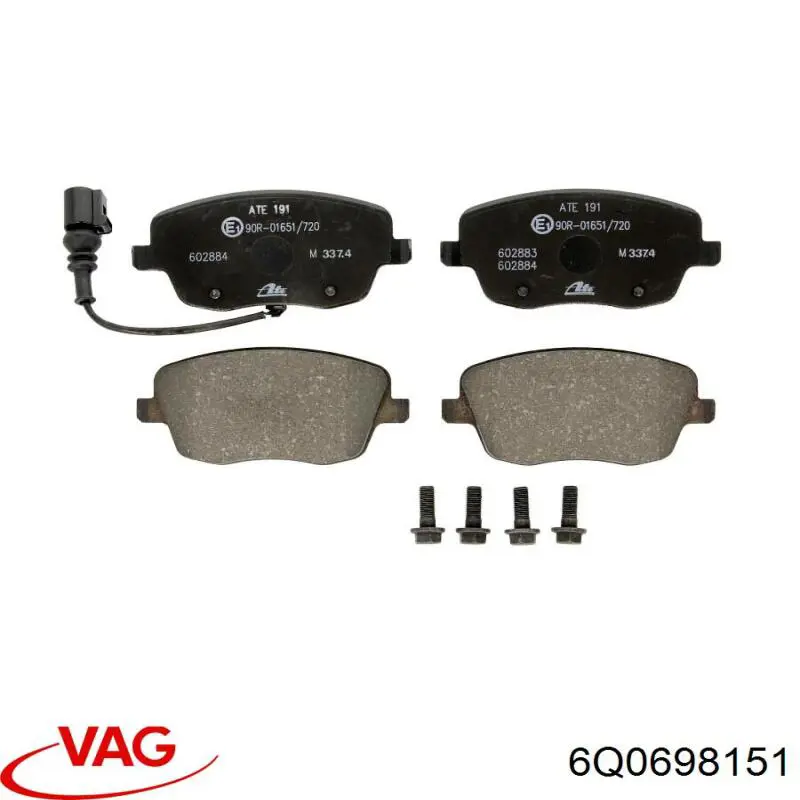 Klocki hamulcowe przednie tarczowe VAG 6Q0698151