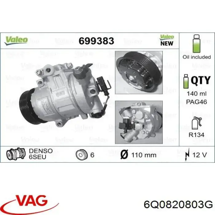 Sprężarka klimatyzacji 6Q0820803G VAG
