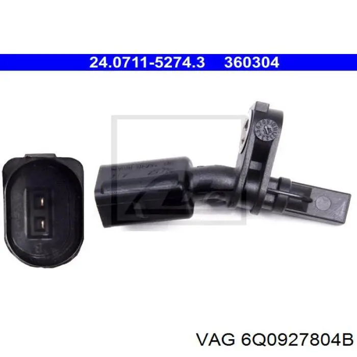 Do koszyka 6Q0927804B VAG Czujnik ABS przedni prawy