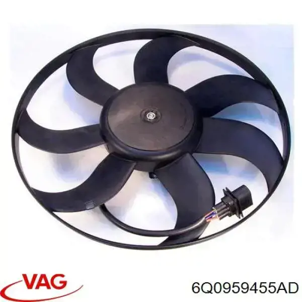 Do koszyka 6Q0959455AD VAG Wentylator elektryczny układu chłodzenia kompletny (silnik+wirnik)
