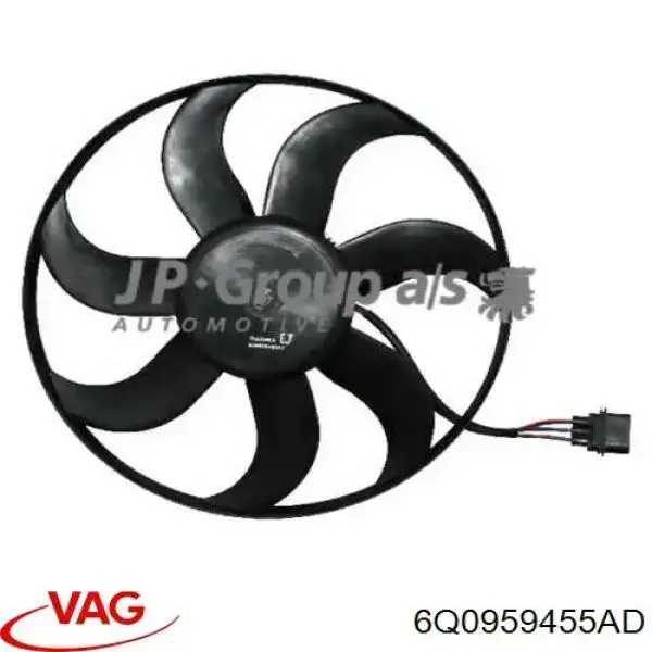 6Q0959455AD VAG Wentylator elektryczny układu chłodzenia kompletny (silnik+wirnik)