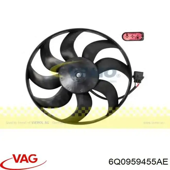 Do koszyka 6Q0959455AE VAG Wentylator elektryczny układu chłodzenia kompletny (silnik+wirnik)