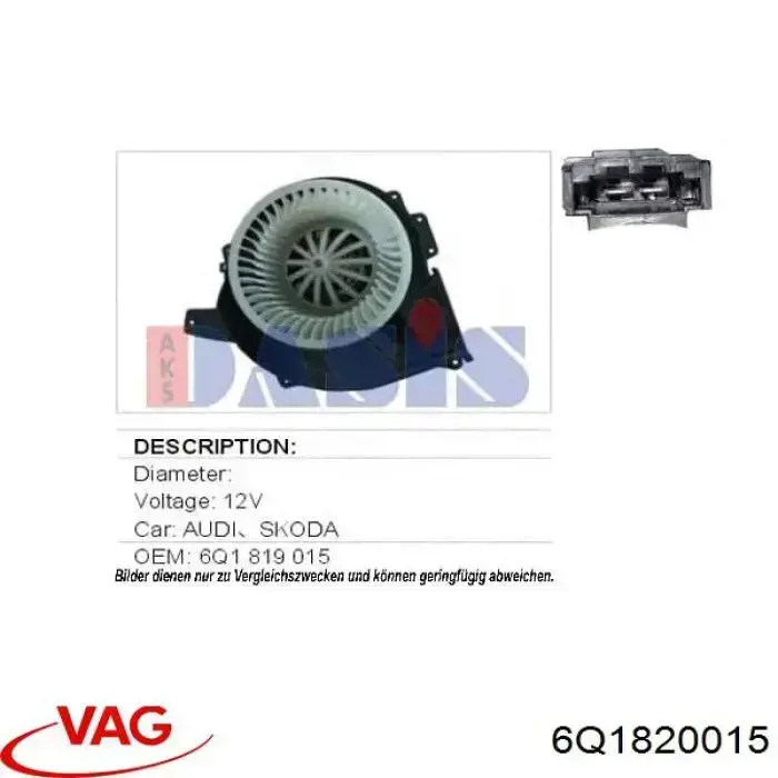 Silniczek wentylatora nagrzewnicy (ogrzewacza wnętrza) VAG 6Q1820015 cena, od 49,37 USD