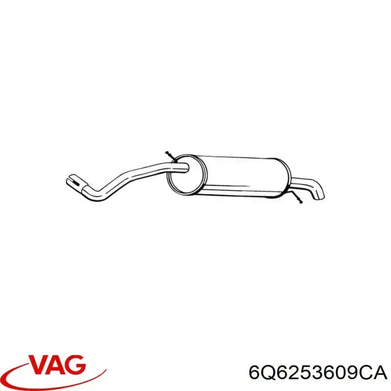 Do koszyka 6Q6253609CA VAG Tłumik, tylna część