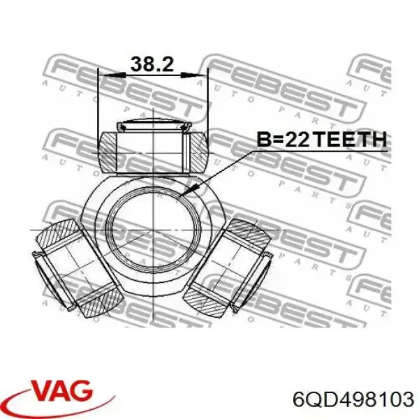 6QD498103 VAG Przegub homokinetyczny przedni wewnętrzny
