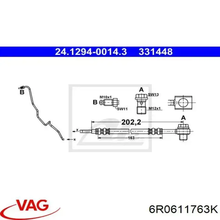 Przewód hamulcowy przedni VAG 6R0611763K cena, od 8,62 USD