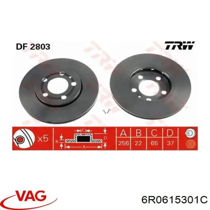 Tarcza hamulcowa przednia 6R0615301C VAG