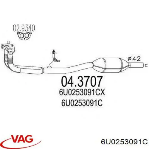 Do koszyka 6U0253091C VAG Konwerter-katalizator