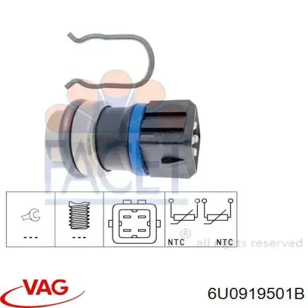 Czujnik temperatury płynu chłodzącego VAG 6U0919501B