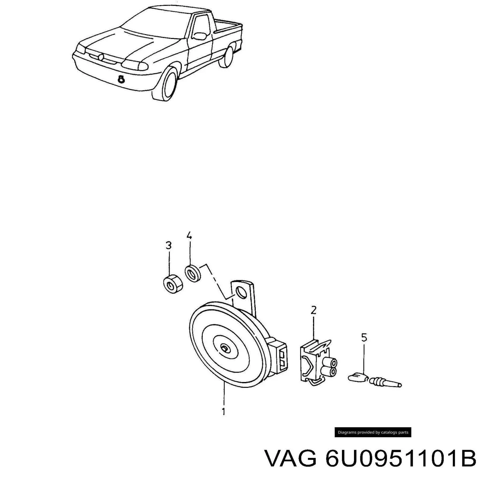 Sygnał dźwiękowy (klakson) 6U0951101B VAG