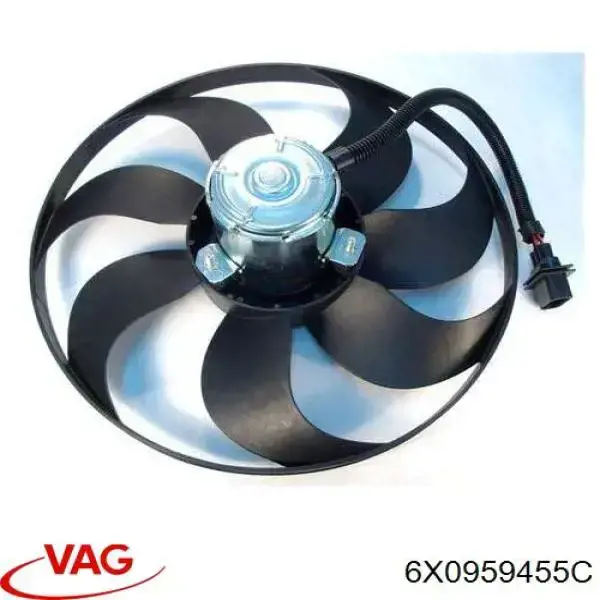 Do koszyka 6X0959455C VAG Wentylator elektryczny układu chłodzenia kompletny (silnik+wirnik)