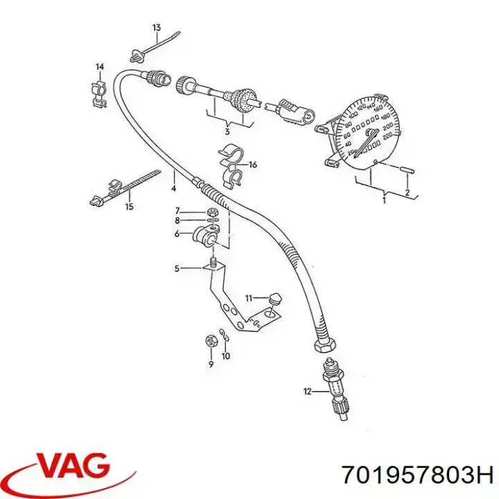 Linka prędkościomierza VAG 701957803H cena, od 7,02 USD