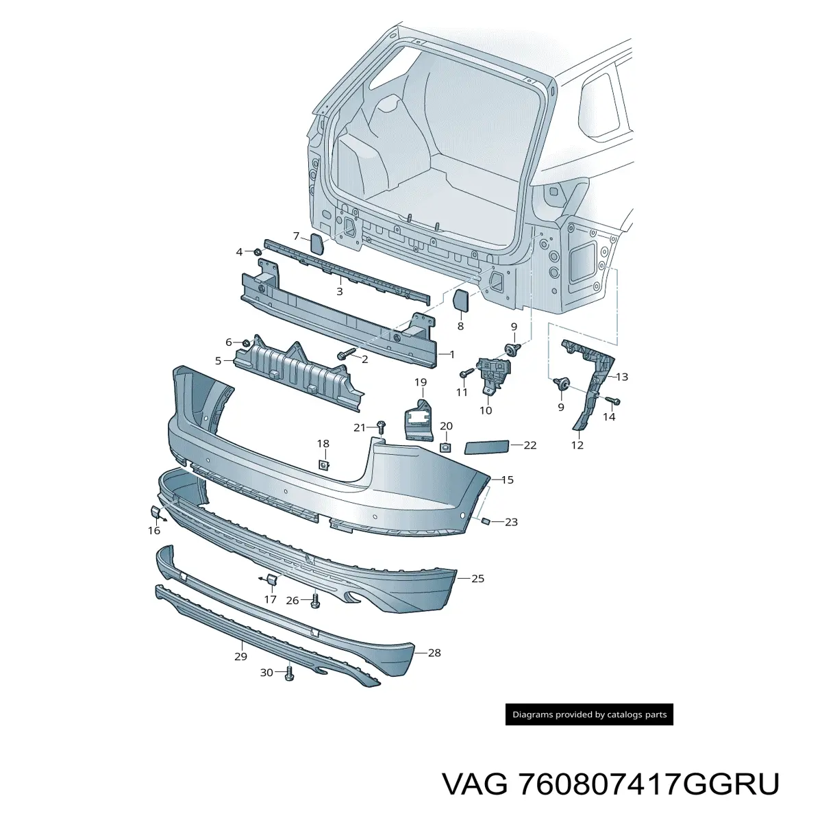 Do koszyka 760807417GGRU VAG Zderzak tylny