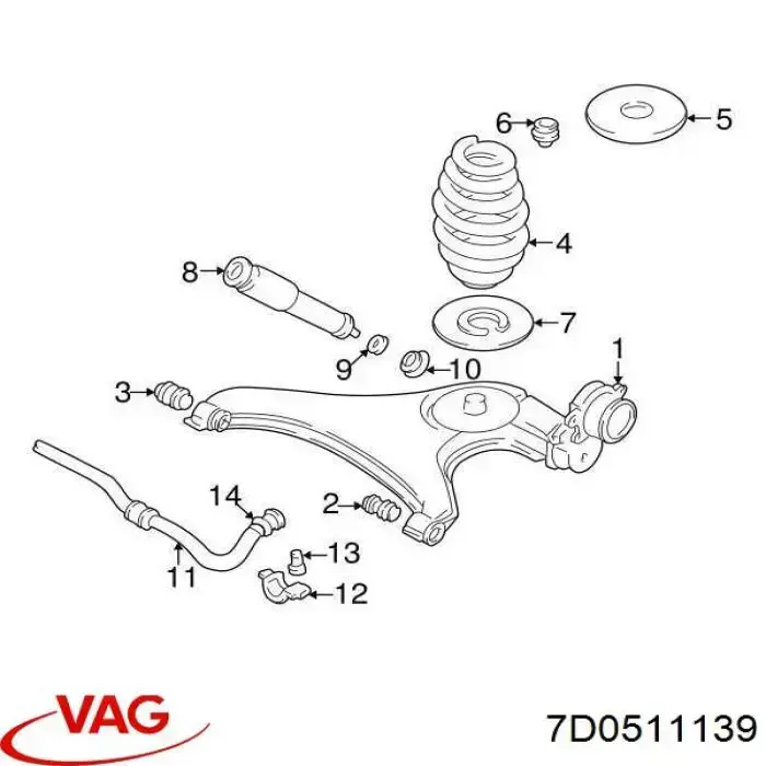 Podkładka (pierścień gumowy) sprężyny tylnej dolny VAG 7D0511139 cena, od 71,94 USD