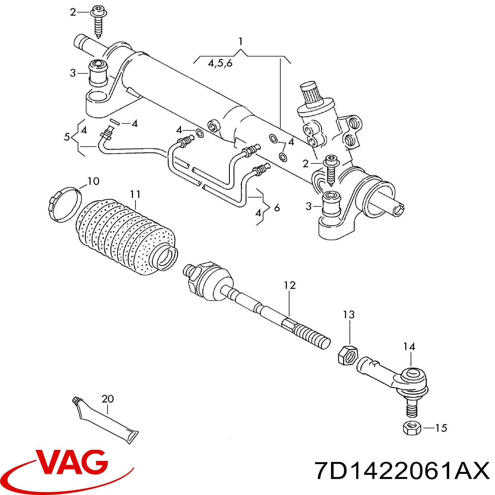 Listwa kierownicza (maglownica) VAG 7D1422061AX cena, od 108,96 USD
