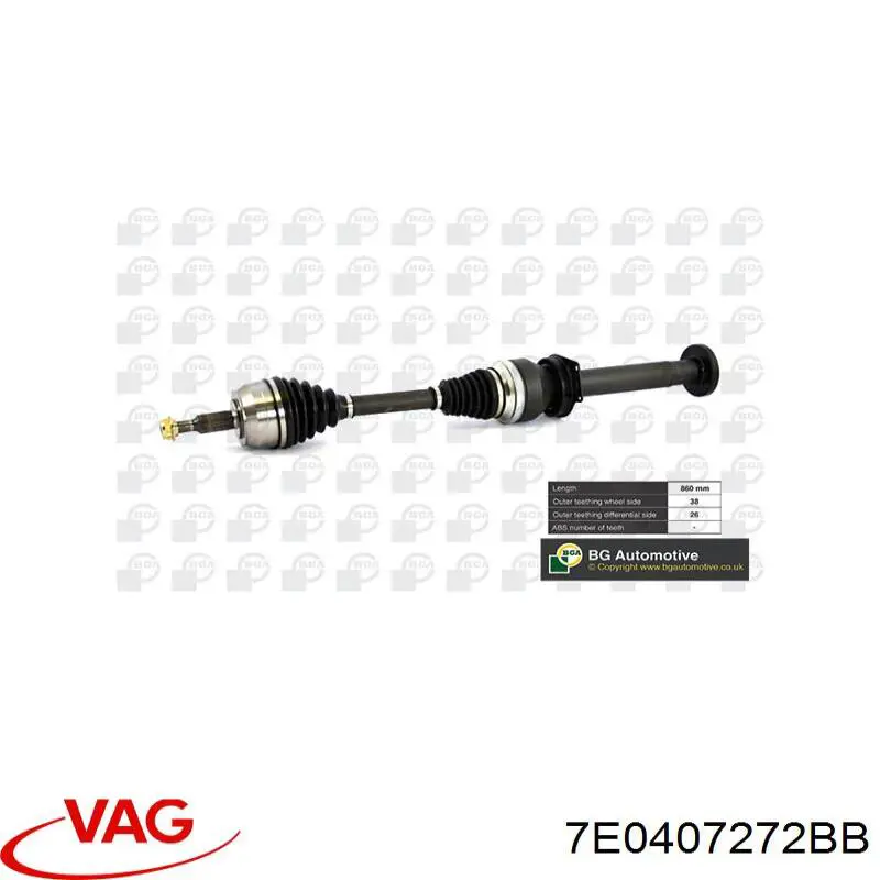 Półoś napędowa przednia prawa VAG 7E0407272BB cena, od 182,35 USD