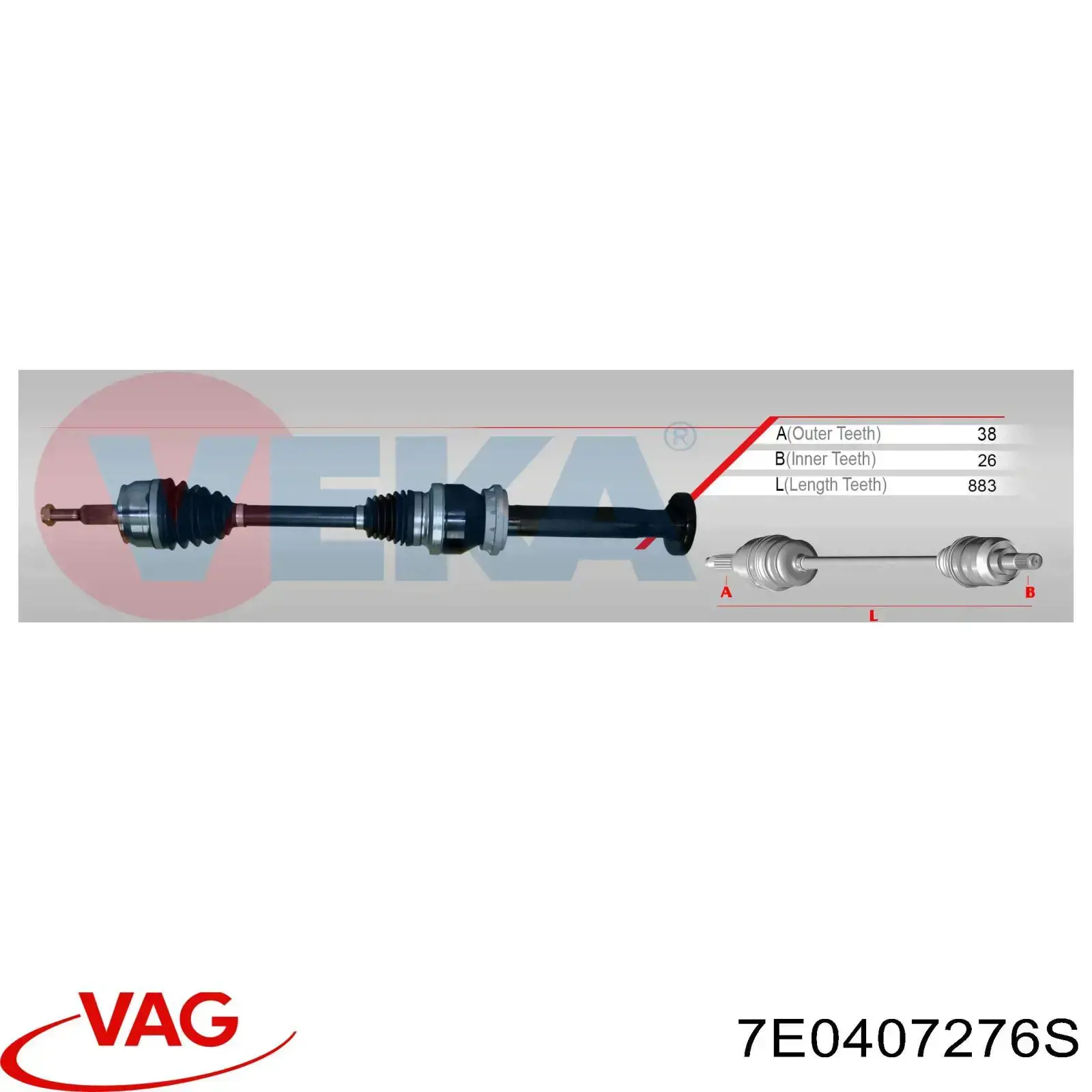 7E0407276S VAG Półoś napędowa przednia prawa