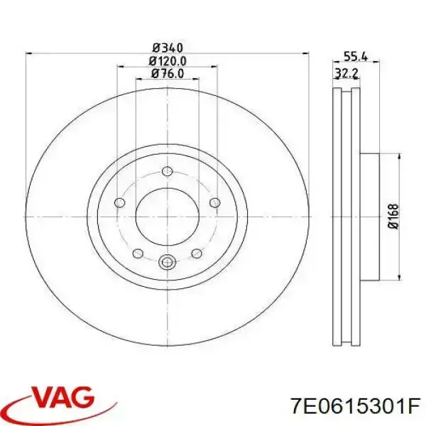 7E0615301F VAG Tarcza hamulcowa przednia