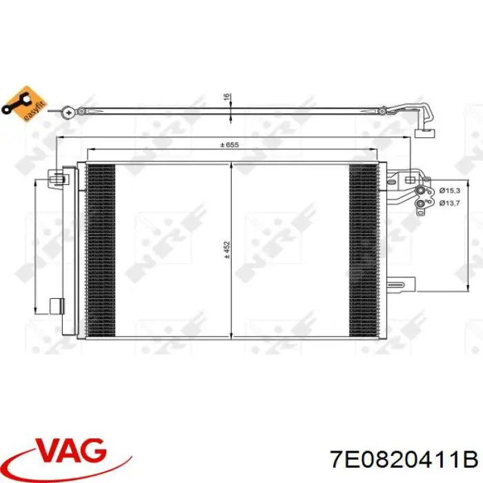Chłodnica klimatyzacji VAG 7E0820411B cena, od 116,11 USD