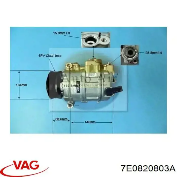 Sprężarka klimatyzacji VAG 7E0820803A cena, od 395,16 USD