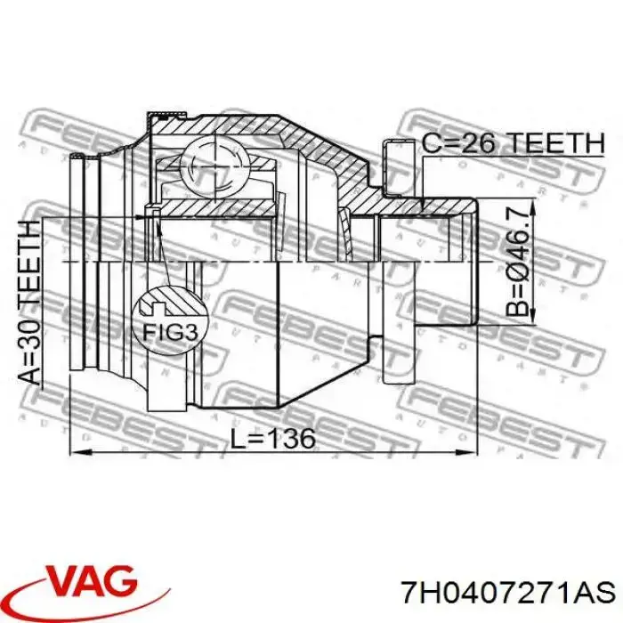 Półoś napędowa przednia lewa VAG 7H0407271AS cena, od 132,80 USD