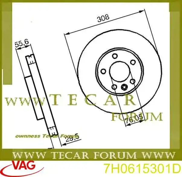 7H0615301D VAG tarcza hamulcowa przednia