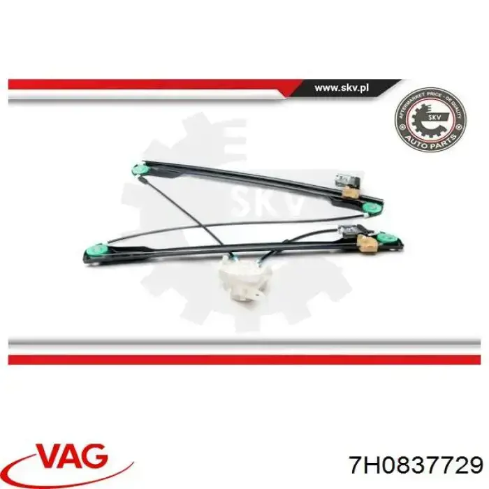 7H0837729 VAG Mechanizm podnoszenia szyby drzwi przednich lewych
