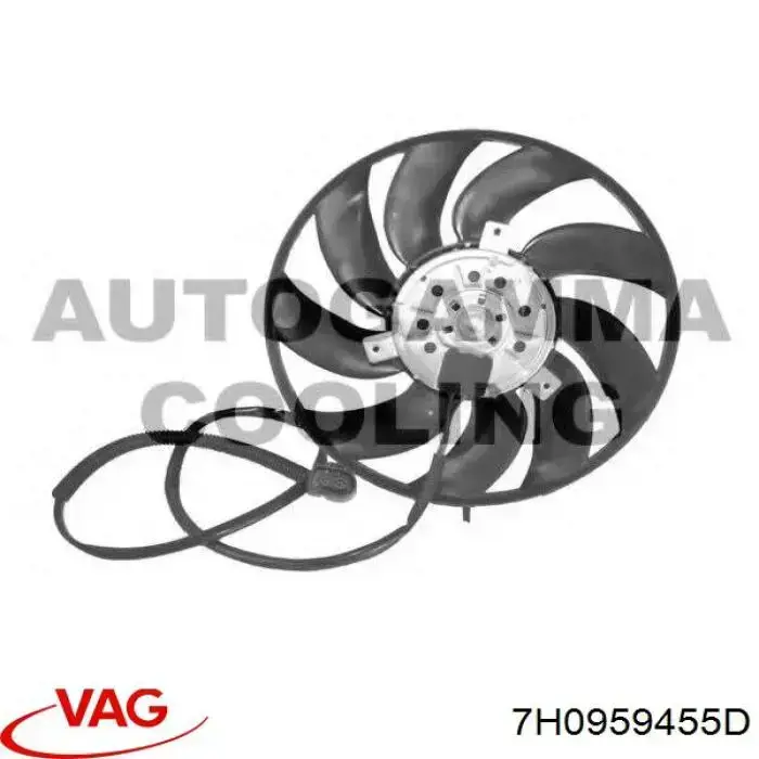 Do koszyka 7H0959455D VAG Wentylator elektryczny układu chłodzenia kompletny (silnik+wirnik)
