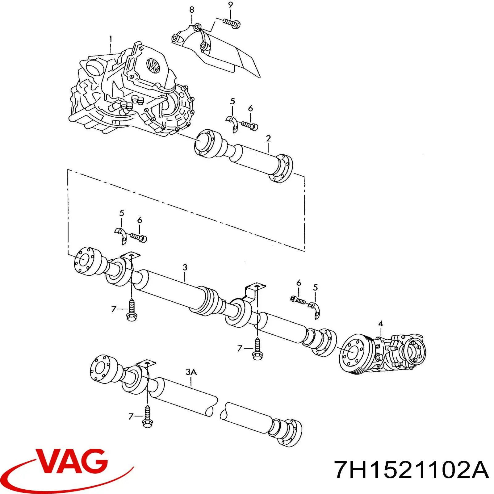 Wał Cardana tylny, kompletny VAG 7H1521102A cena, od 437,47 USD