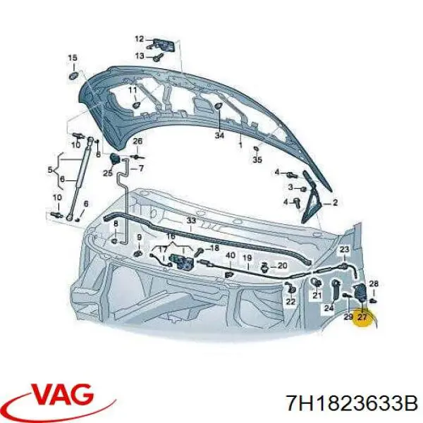 Uchwyt klamki otwierania maski VAG 7H1823633B cena, od 7,29 USD