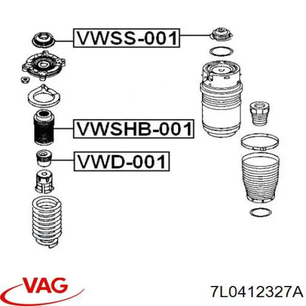 Do koszyka 7L0412327A VAG Poduszka amortyzatora przedniego