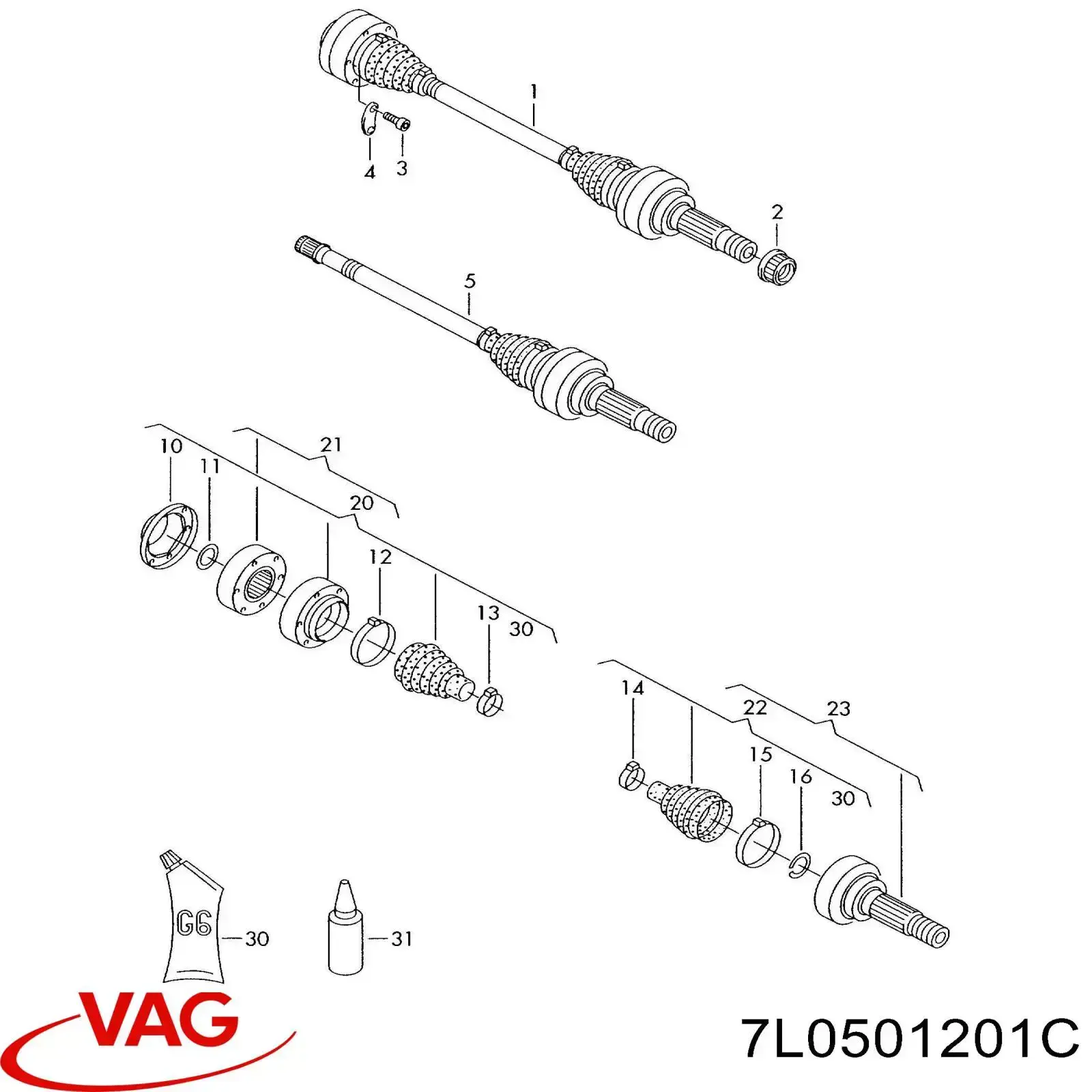 7L0501201C VAG Półoś tylna