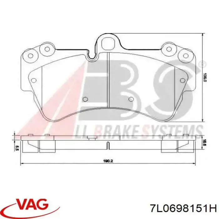 7L0698151H VAG Klocki hamulcowe przednie tarczowe