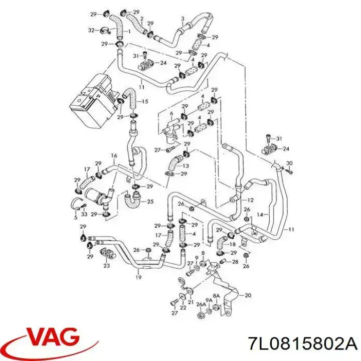 7L0815802A VAG Przewód chłodnicy ogrzewacza (nagrzewnicy), zwrotny