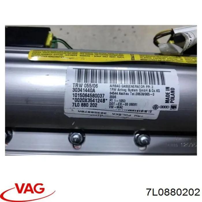 Poduszka powietrzna (Airbag) pasażera VAG 7L0880202 cena, od 68,10 USD