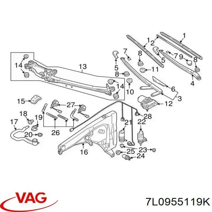 7L0955119K VAG Silniczek wycieraczki szyby przedniej