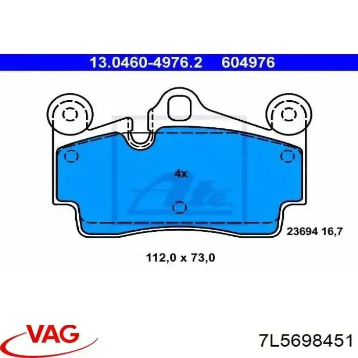 Okładziny (klocki) do hamulców tarczowych tylne VAG 7L5698451 cena, od 37,82 USD