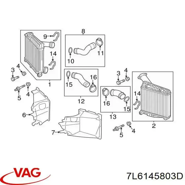 Chłodnica intercoolera VAG 7L6145803D cena, od 100,45 USD