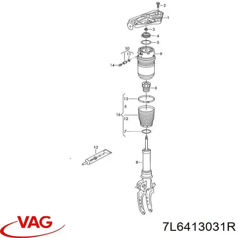 Do koszyka 7L6413031R VAG Amortyzator przedni lewy