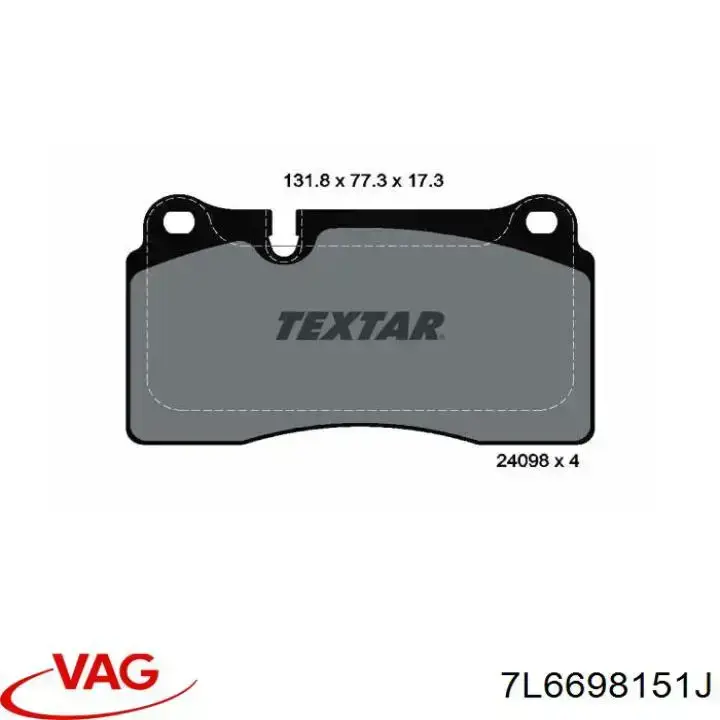 Klocki hamulcowe przednie tarczowe VAG 7L6698151J cena, od 352,88 USD