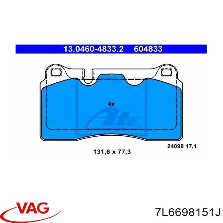 Klocki hamulcowe przednie tarczowe 7L6698151J VAG