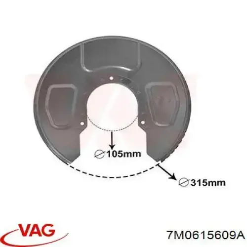 Do koszyka 7M0615609A VAG Osłona tarczy hamulcowej tylnej lewa